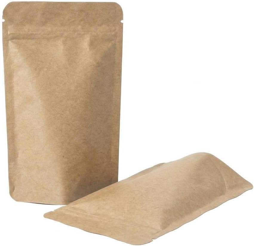 AwePackage Heavy Duty Kraft Paper Self Standing Resealable Zipper Pouch Bags (1 oz- 16 oz) - FDA and USDA compliant (200, 1 Oz)