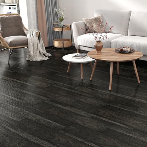 Carreaux de sol en vinyle noir imperméable à décoller et à coller - 2