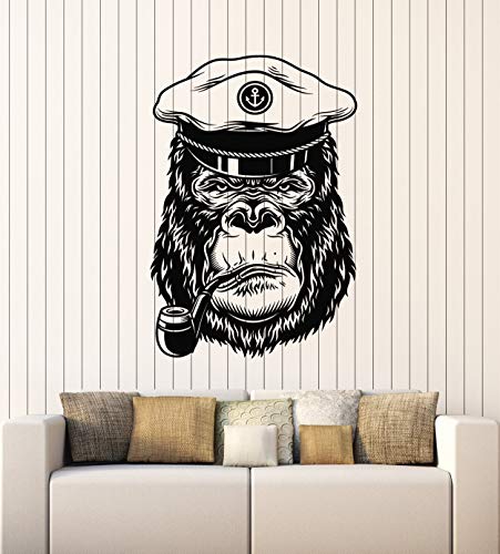 Large Vinyl Wall Decal Marine Decor Captain Animal Gorilla Head Stickers Mural (G4667) Black #TOP21