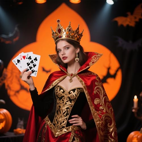 Queen of Hearts Earrings for Women Poker Card Red Heart Drop Dangle Earrings Unique Poker Gold Earring Red Queen Hearts Halloween Jewelry Outfits Accessories2
