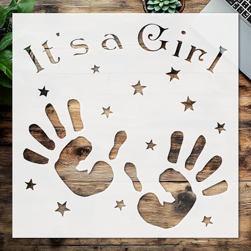 Stencil It's A Girl, Plastic Reusable, Reusable Plastic, 5.5 inchL x 5.5 inchW, for DIY Crafts and Home Decor