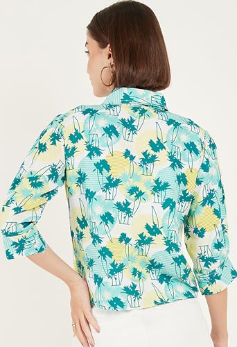 Image of ALL YOURS Women Women's Blue Boxy Floral Printed Casual Shirt (ALLSH5001 TUR XS)