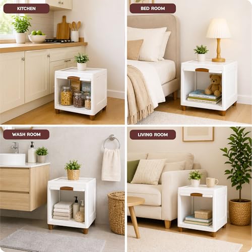 Image of TEKCOOL Chest of Drawers : Versatile Drawer Storage Organizer & Organisers Storage Box for Ideal for Neat and Tidy Storage Solutions Plastic Drawers Storage (White, 1XL);