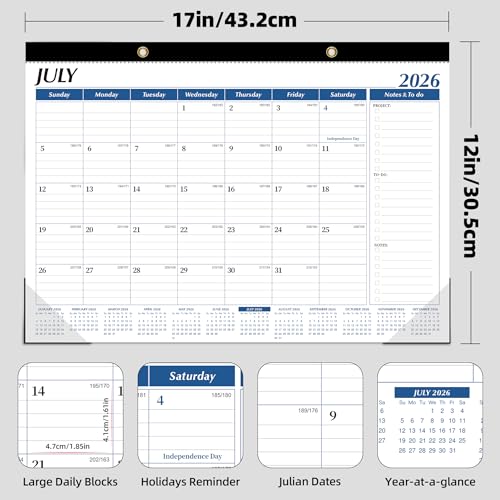 Image of ZTX Desk Calendar 2026-2027 July 2026 to December 2027 17 inch x 12 inch