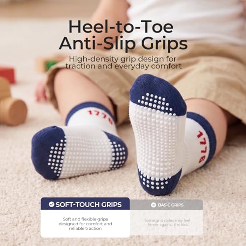 Image of Baby Non Slip Ankle Socks with Grippers for 0 Months-7 Years Old Walking Socks