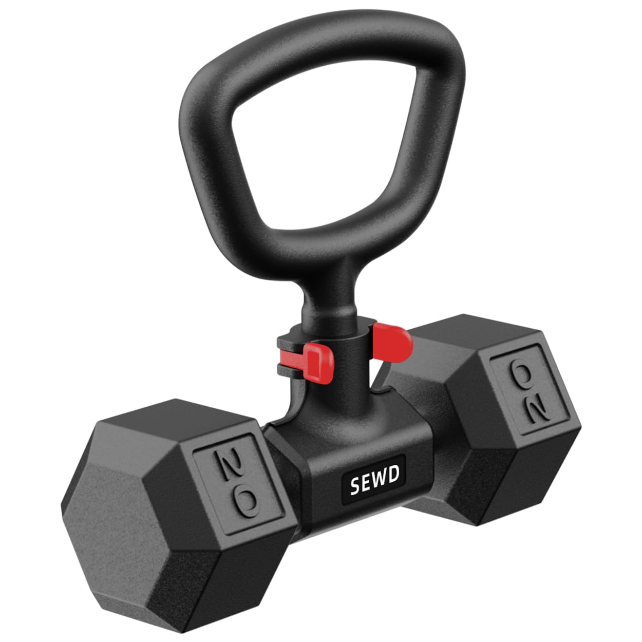 SEWD Dumbbell Kettlebell Converter - Turn Dumbbells into Kettlebell for Home Gym Workout - Adjustable Weights & Up to 110LB Capacity - 90-Degree Rotating Handle - Red