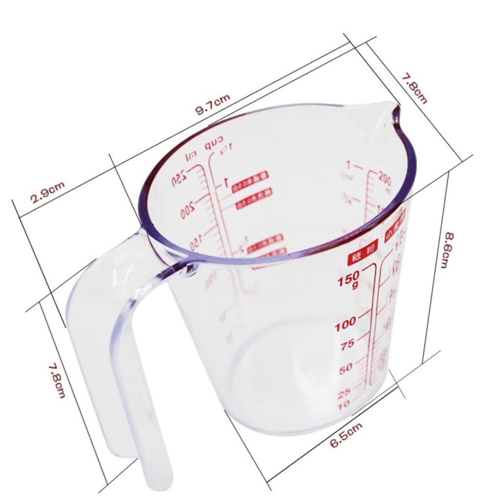 2 Piezas Taza Medidora Vaso Medidor Jarra Graduada Utensilio de Cocina con Escalas Múltiples Y Asa Ancha Antideslizante para Verter Sin Derrames, 5 Piezas