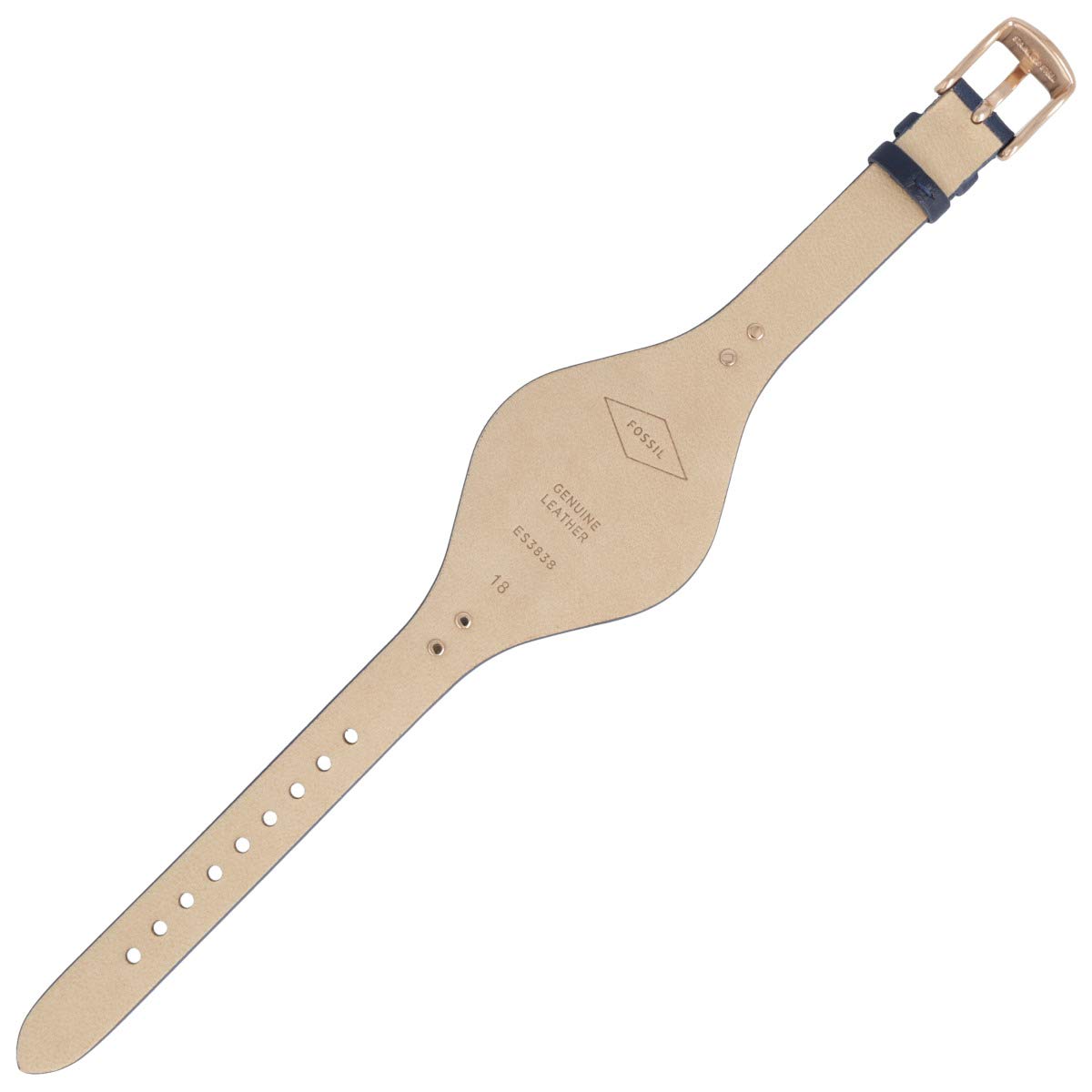 Fossil Uhrenarmband 18mm Leder Blau Rosegold - ES-3838 | LB-ES3838