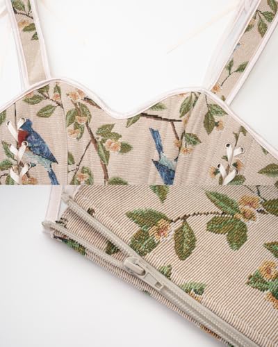 Image of CONCINEROS Women's Summer Vintage Floral Renaissance Corset Top for Women Y2k Tops Sleeveless Drawstring Crop Top