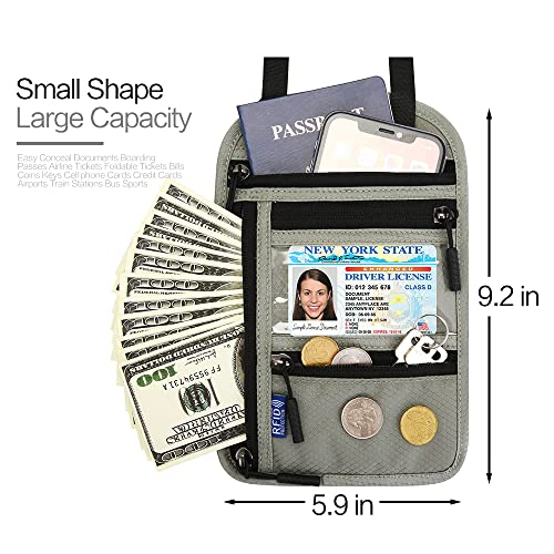 Image of Neck Wallet Lightweight RFID Blocking Waterproof Travel Pouch Passport Wallets for Women Men