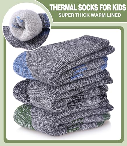 LANLEO Kids Merino Wool Hiking Socks Boys Girls Winter Thermal Warm Thick Cozy Cushion Boot Crew Socks4