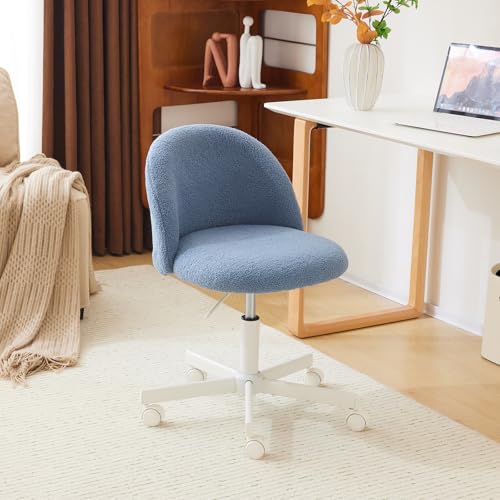 Bonnlo Chaise de Bureau Mignonne sans Accoudoirs, Petite Chaise Confortable, Fauteuil de Coiffeuse avec Support Lombaire, Chaise Pivotante Réglable pour...