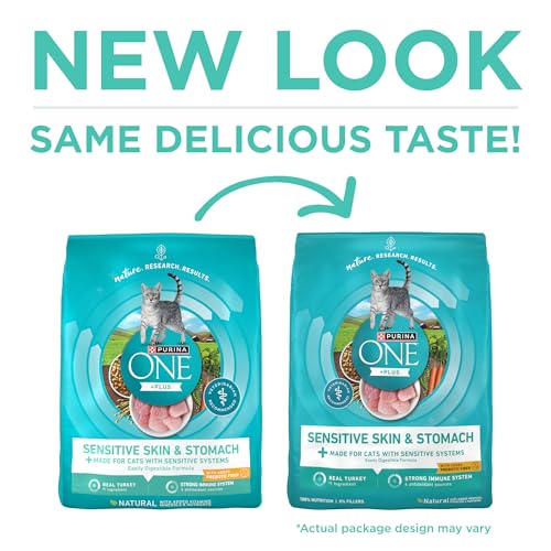 Purina ONE Sensitive Stomach, Sensitive Skin, Natural Dry Cat Food, +Plus Sensitive Skin and Stomach Formula - 7 lb. Bag - Image 3