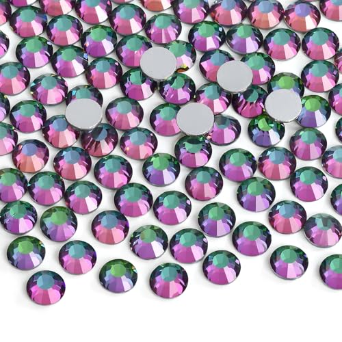 Image of Glue Fix Crystal Flatback Rhinestones Glass Diamantes Gems for Crafting Nail Art Crafts Decorations Clothes Shoes 1.6mm (ss4 2880pcs, Green Volcano)