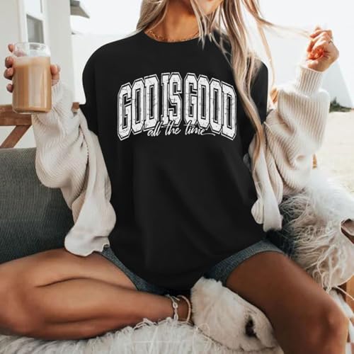 Image of Christian T Shirts for Women God is Good Shirt Oversized Jesus Religious Faith Inspirational Tshirts Bible Verse Tops