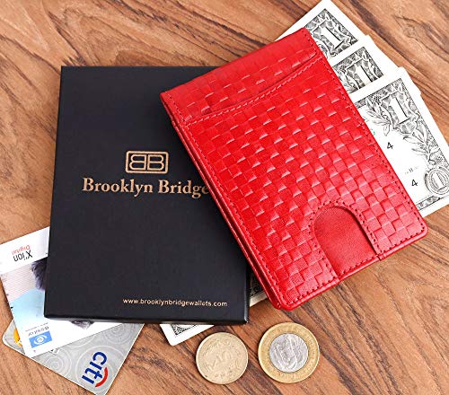 Image of Brooklyn Bridge Genuine Leather Money Clip Wallet for Men - Premium Slim RFID Protected Wallet with Cash Clip & Multiple Card Slots, Smart Front Pocket Design, Stylish Gift for Men