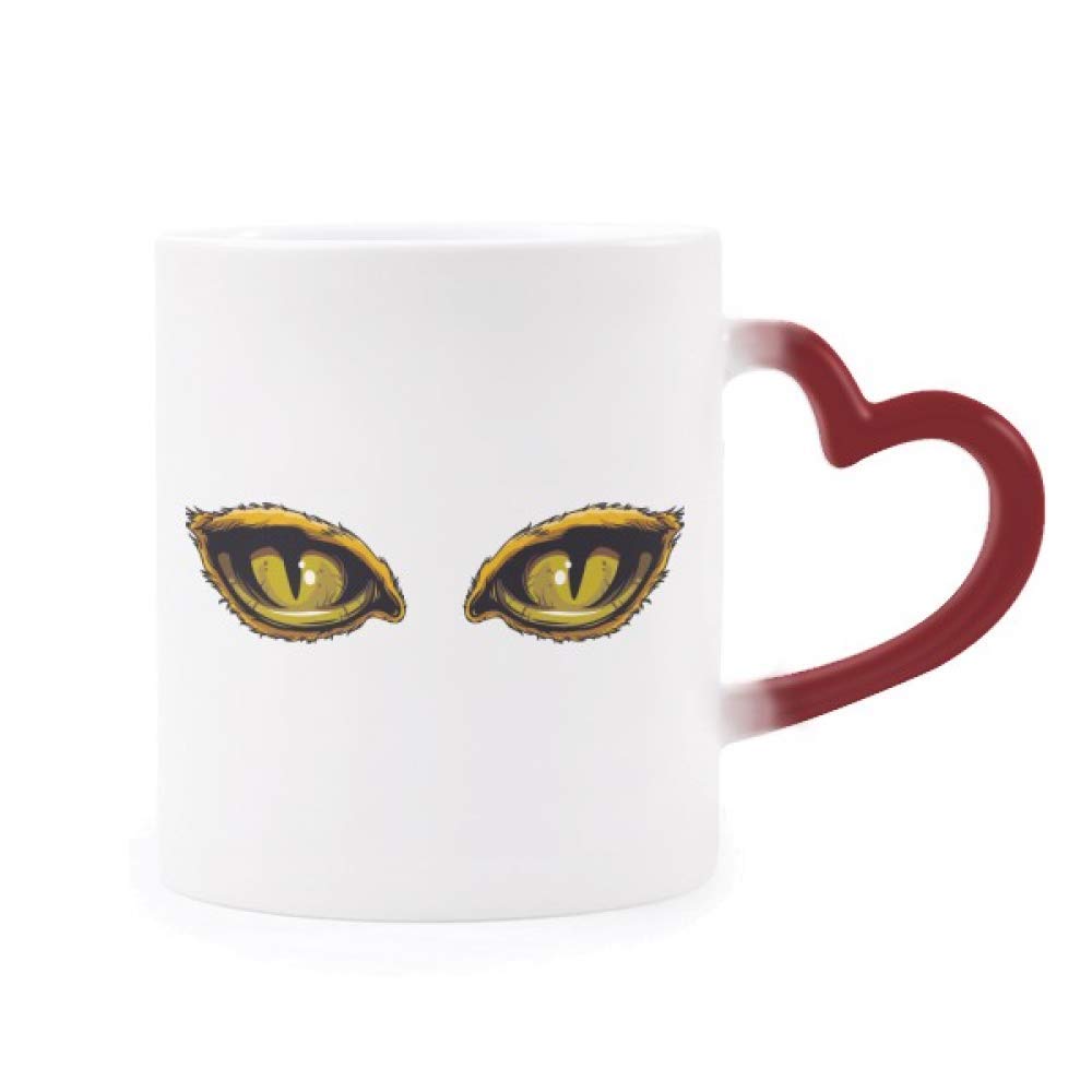 Taza de café mágica para desayunos animados con diseño de gato negro y corazón