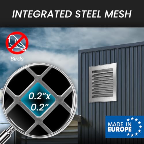 Image of Repa Market 12 x 12 Inch (Vent Opening Size) Heavy-Duty Galvanized Steel Gable Vent - Air Vent Covers with Mesh Screen - Cold Air Intake, Register Vent Cover for HVAC - Outdoor Air Return Grille