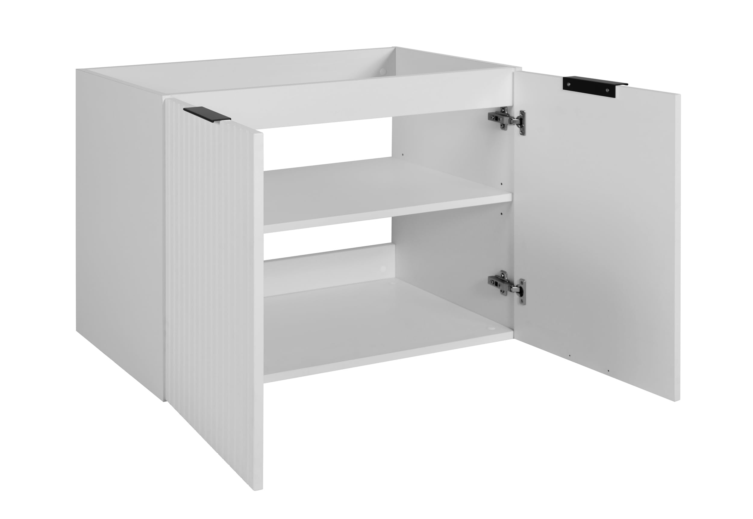 Mobile da bagno sospeso con top, Bianco / Noce, 180 x 58,6 x 46 cm