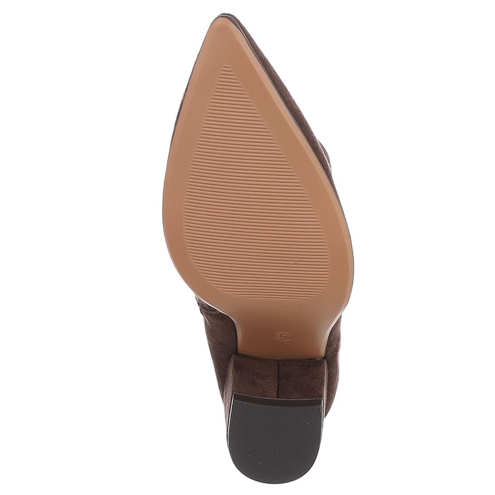 Ital Design Damen Stiefeletten mit Reißverschluss und Blockabsatz, spitze Form