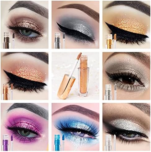 AVIERLL 8 Color Liquid Eyeshadow Set gold eyeshadow brown glitter eyeshadow eye glitter makeup eye shadow stick makeup Kit Quick-Drying Long Lasting Waterproof
