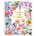 Greeting Card Organizer Floral Month by Month Card Keeper Book with Pockets for Holiday Reminders Birthday Party Wedding