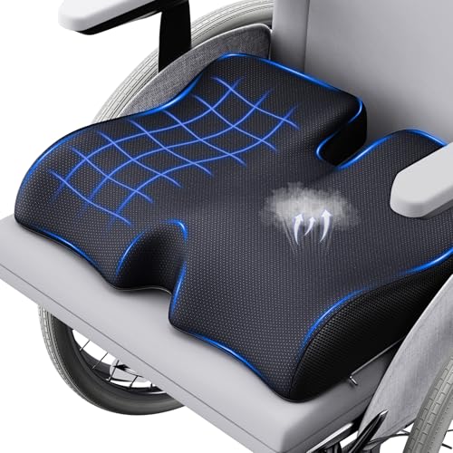 Benazcap Ergonomisches Sitzkissen für Hüfte Steißbein Coccyx Ischias Memory-Sitzkissen für Rollstuhl Autositz Gaming-Stuhl Auto