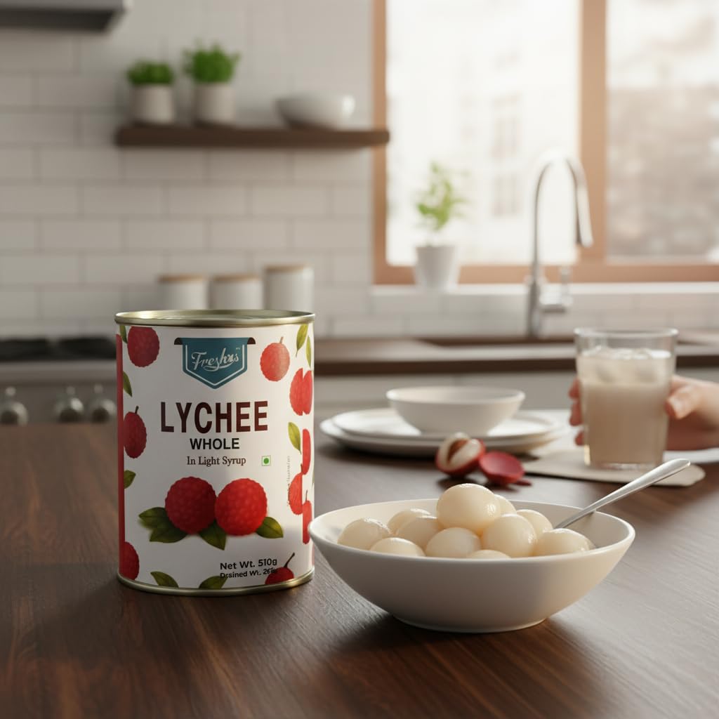 Freshos Whole Lychees in Light Syrup 510g | Juicy, Tender & Handpicked | Perfect for Desserts & Drinks 1