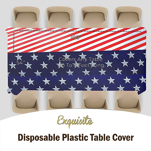 Image of Party Solids Patriotic Rectangular Plastic Tablecloth - 54x108 Inch, Pack of 24