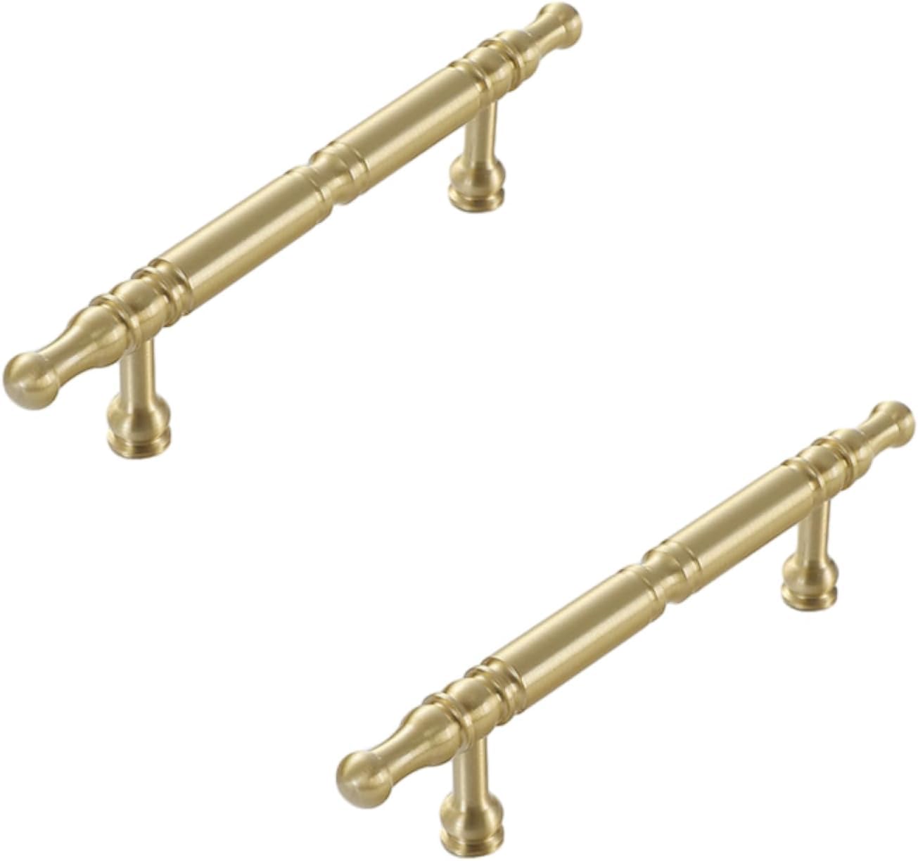 Tnbccxn Gold 224 Cabinet Handles, Cabinet Handles,2Pack Wardrobe Handle Pure Copper Gold Antique Single Hole(Gold 224)