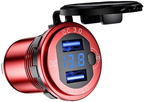 Miniatura 8 de Enchufe de cargador rápido USB 3.0, enchufe de cargador USB dual de 12 V24 V con interruptor de encendidoapagado y voltímetro digital LED