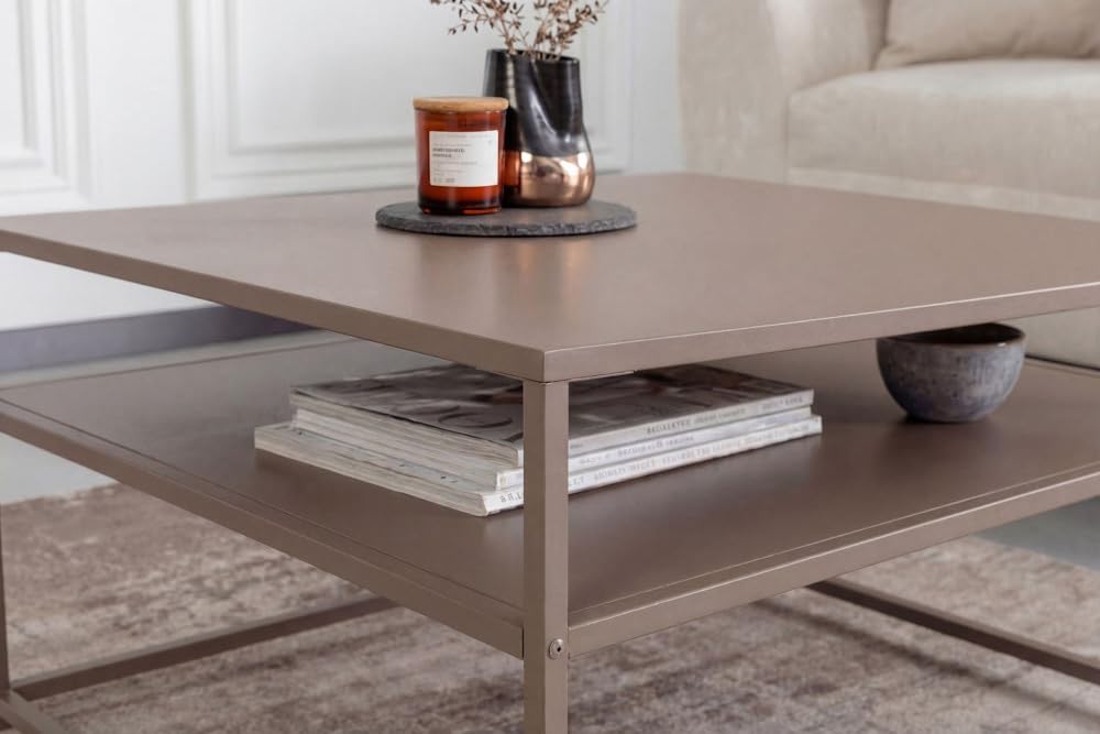 Riess Ambiente Couchtisch DURA Steel 70cm - Greige - Metall | Stauraum, als Beistelltisch nutzbar, langlebig, flexibel kombinierbar, 20 kg Belastbarkeit, Ablagefläche