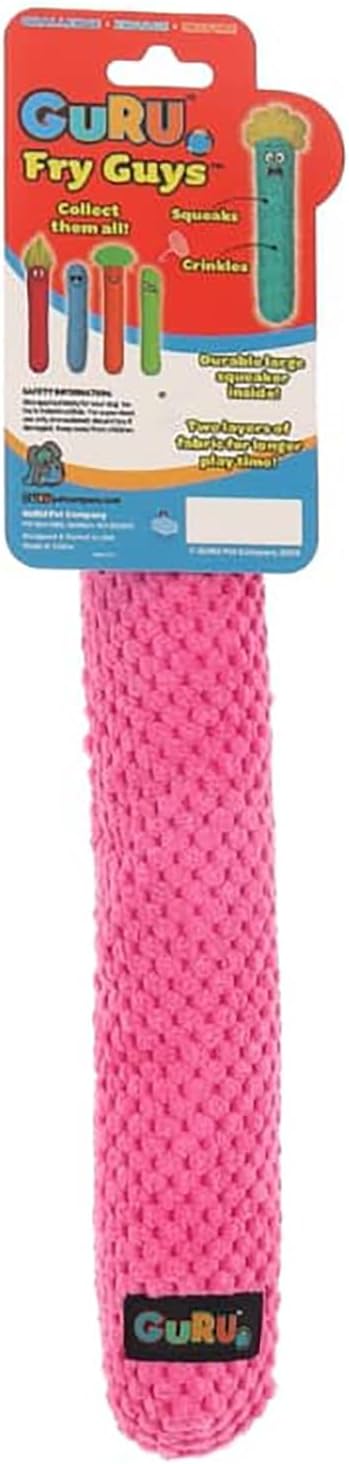 GURU Pet: Fry Guy: Large - Suzy - 14" Plush Dog Toy, Squeaks & Crinkles, Fry Shape Character, Durable Fabric, Soft Pet Stick, Chew-Fetch-Thrash-Play