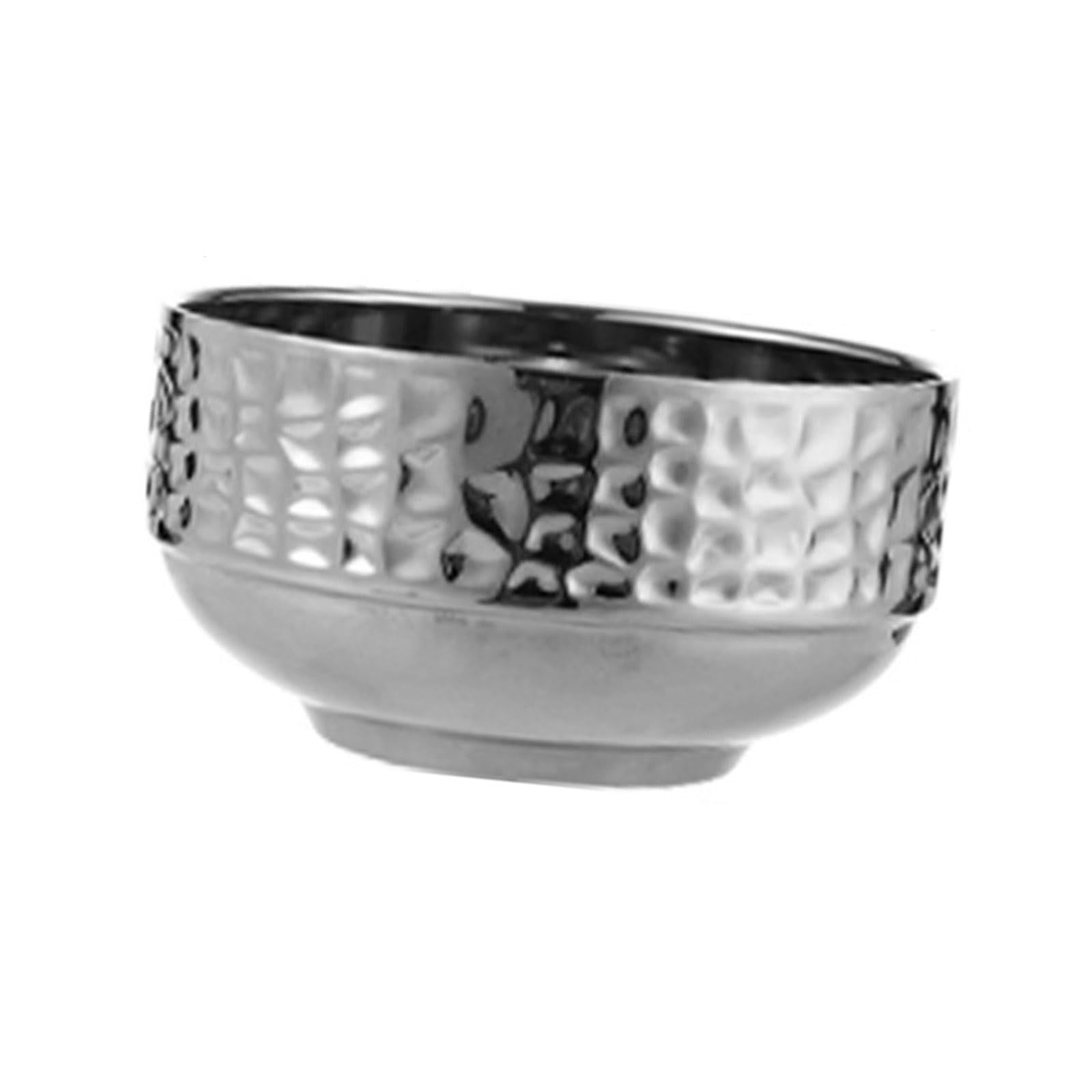 Xinsheinelry Heatproof Stainless Steel Bowl with Double Wall Construction Heatproof Tableware for Home Restaurant Use Hammered Texture Nonslip Bowl