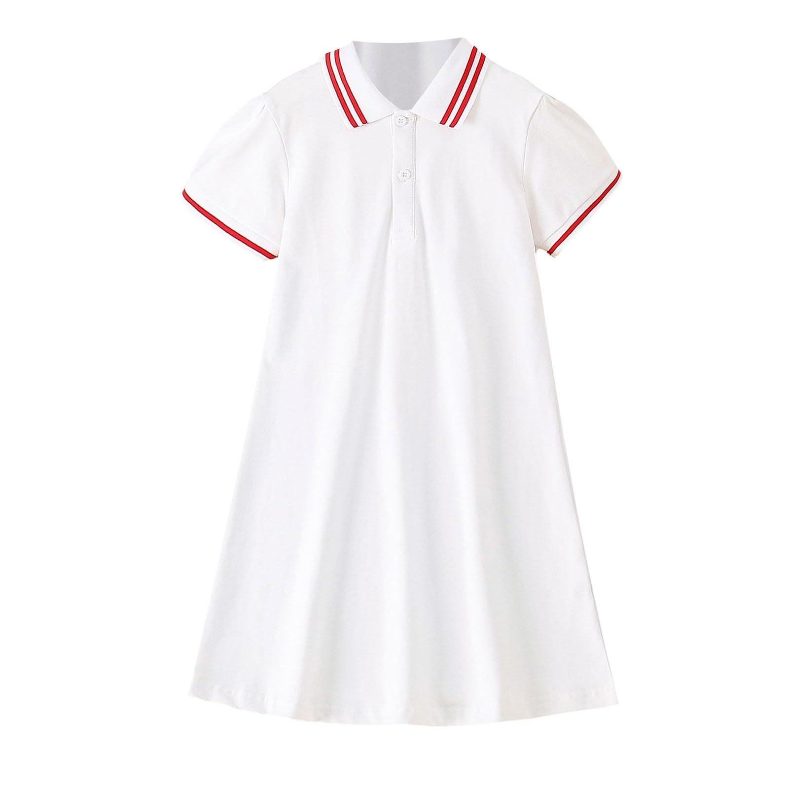 Vestido de verano para niñas, vestido polo de manga corta para niños, casual, deportes, escuela, tenis, golf, suave, cómodo, para vacaciones, vestidos acampanados