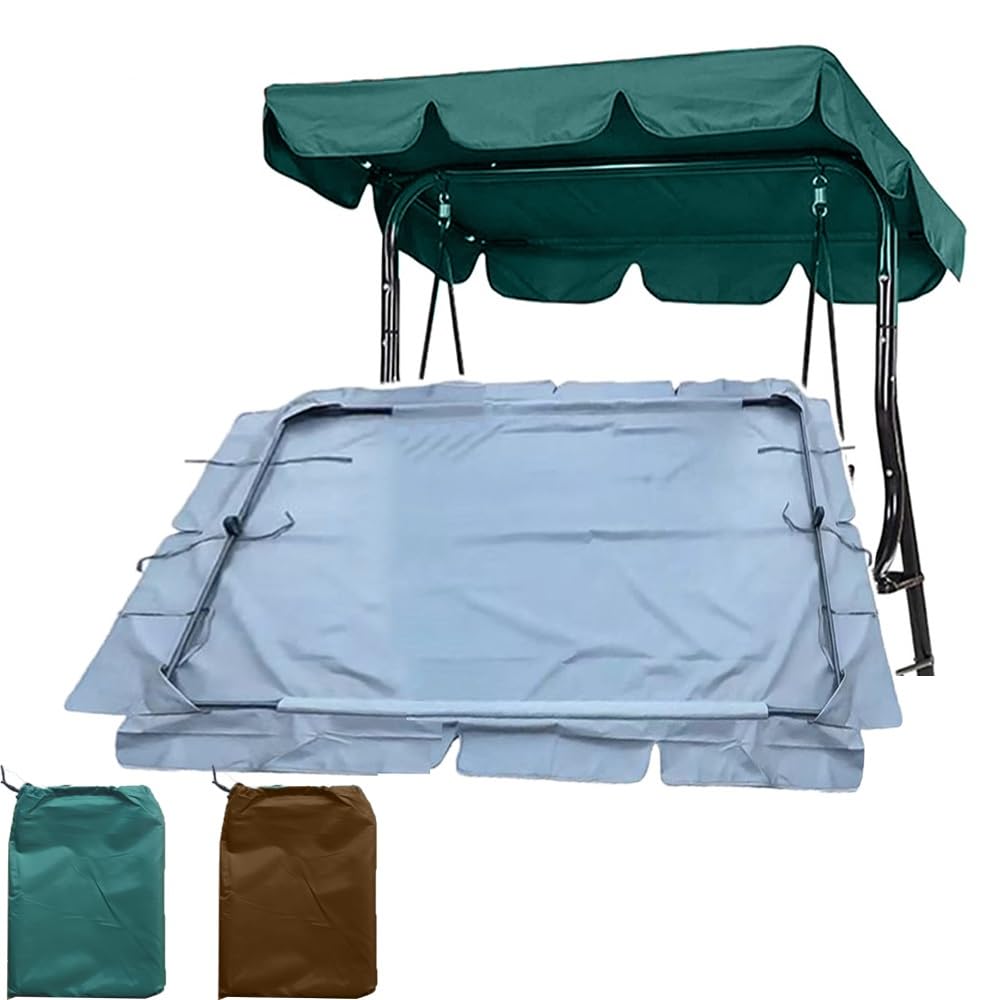 Hollywoodschaukel Ersatzbezug Wasserdicht Baldachin Für Gartenschaukel 140CM 190CM 250CM 3 Sitzer Gartensitz-Überdachung Ersatzdach Anti-UV(Dark Green,142x120 cm (56x47Inch))