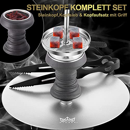 RYOSEE 93cm Shisha-Set, 4 Schläuche und Griffe, Alu-Rauchrohr, ausgestattet mit Ölsammler, Glas-Zigarettenspitze, Einweg… – Bild 6
