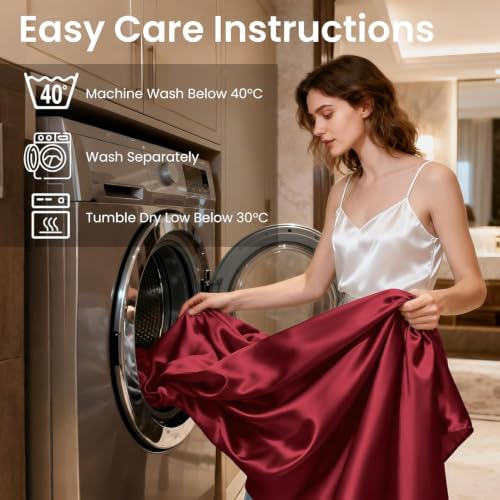 Image of Love's cabin Twin Satin Sheets Sets - 3 Piece Burgundy Silky Bed Sheets with Deep Pockets, Luxury Silk Feel Satin Twin Size Sheet Set Bedding Set (1 Flat Sheet,1 Fitted Sheet,1 Pillow case)