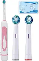 Kit Escova de Dentes Elétrica com 2 Refis e 50 Fio Dental, Rosa, Uso Adulto e Infantil