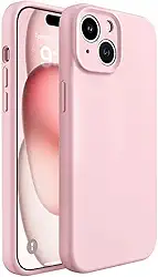 [GL CASES] Capa iPhone 15 Capinha iPhone 15 Case Aveludada Material PREMIUM Toque Macio Anti Impacto Reforçada Silicone Emborrachado Com Proteção De Câmera (Rosa)
