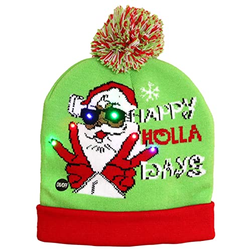 ���[�N�}�� �h���� LED �N���X�}�X �Z�[�^�[ �n�b�g ���C�g�A�b�v �N���X�}�X �j�b�g �L���b�v ���j�Z�b�N�X �~�p�X�q �J���t�� �ʔ��� �~�p �_�ŃL���b�v ���� �j�� ��l �q�� �N���X�}�X �V�N �p�[�e�B�[ �� ���� (H, One Size)