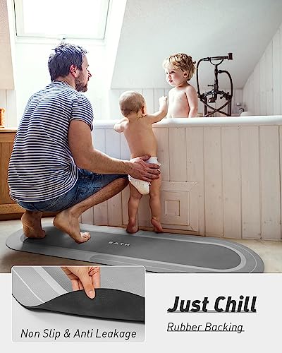 Montvoo-Bathroom Runner Rug Mat-Bath Mat Rug For Bathroom Non Slip Absorbent No Stains Quick Dry Bathroom Floor Mat-Long Thin Bathroom Rugs Fit Under Door-Rubber Bathmat Shower Rug-17"X59" Gray #TOP4