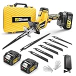 Scie Sabre sans fil 21V, Moteur sans balais de 3500 SPM, Scie alternativeavec 2 batteries 4.0Ah, 8 lames polyvalentes en alliage d'acier qui coupent, Pour bois, métal, PVC