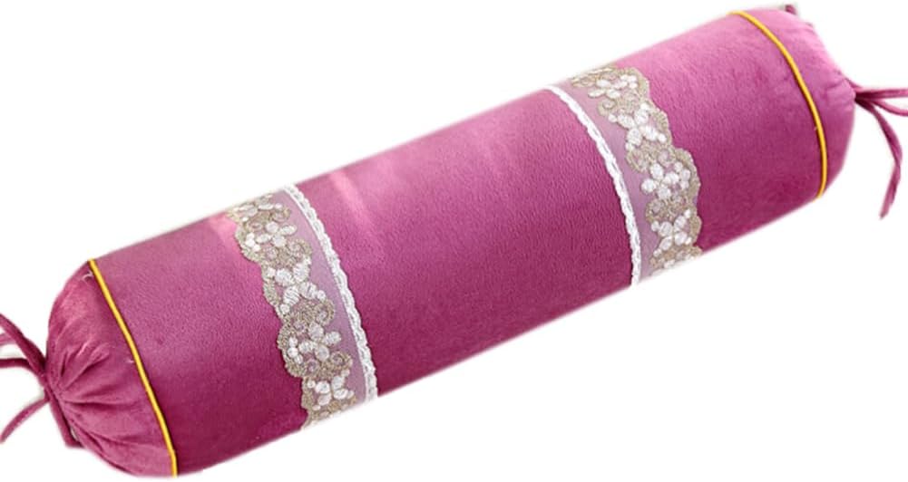 Velvet Soft Round Neck Pillow Feet Knees Support Long Bolster Pillow Sofa Cylinder Cervical Roll Bolster Pillow (Lake Blue, 60×16CM/23.6"×6.3")