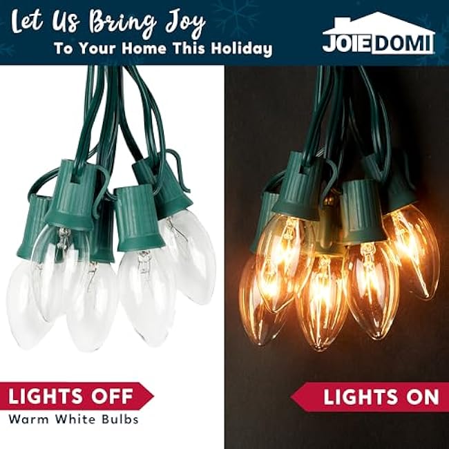 Joiedomi C9 Christmas Pathway Lights 30.75ft 24 Bulbs Outdoor Xmas Decorations Warm White for Holiday Waterproof Outside Yard Garden, Party, Walkway Decor