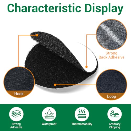 Image of 20 Sets - 3 inch Round Hook and Loop Tapes, Fabrics Nylon, Black | Hook and Loop Strips with Adhesive, Self Sticky Double Sided Heavy Duty Strips for Home Office School and Crafting