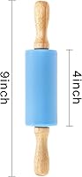 Vista 2 de SOUJOY Paquete de 8 mini rodillos, rodillo de masa pequeño de 9 pulgadas con mango de madera, rodillo de silicona para masa para niños