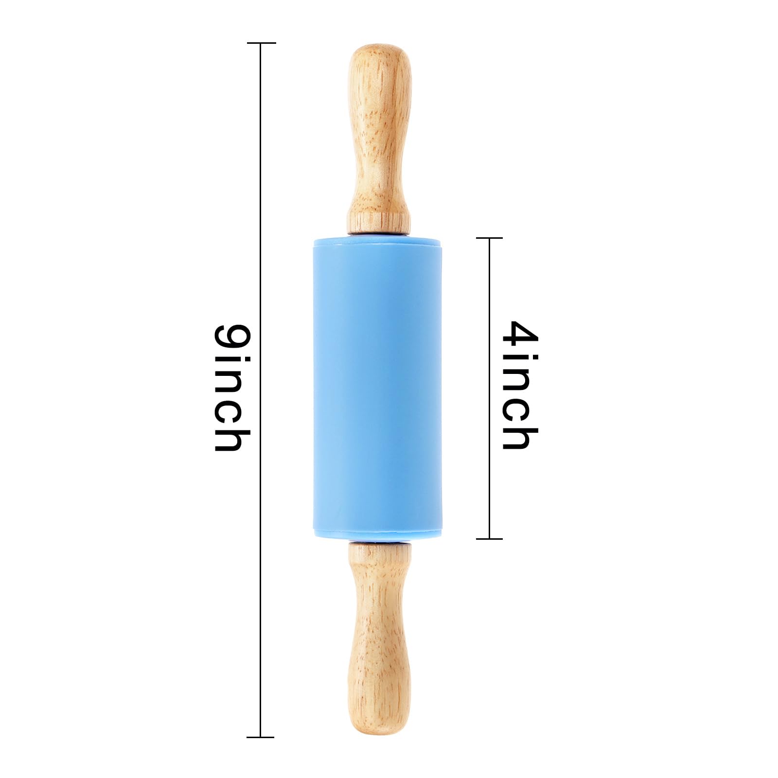 SOUJOY 8 Pack Mini Rolling Pin, 9 Inch Small Dough Roller with Wood Handle, Silicone Dough Rolling Pin for Kids Craft Kitchen Dough Cookie Pastry Fondant Cake, 4 Colors