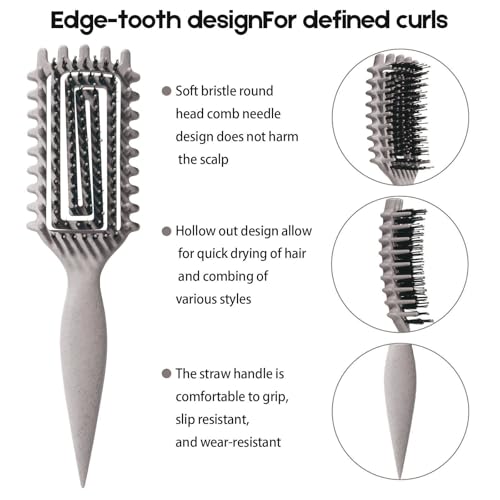 Image of Curly Hair Brush Candybrush Curl Defining Brush for Detangling Shaping and Defining Curls for Women, Men, Wet & Dry Hair (Beige)