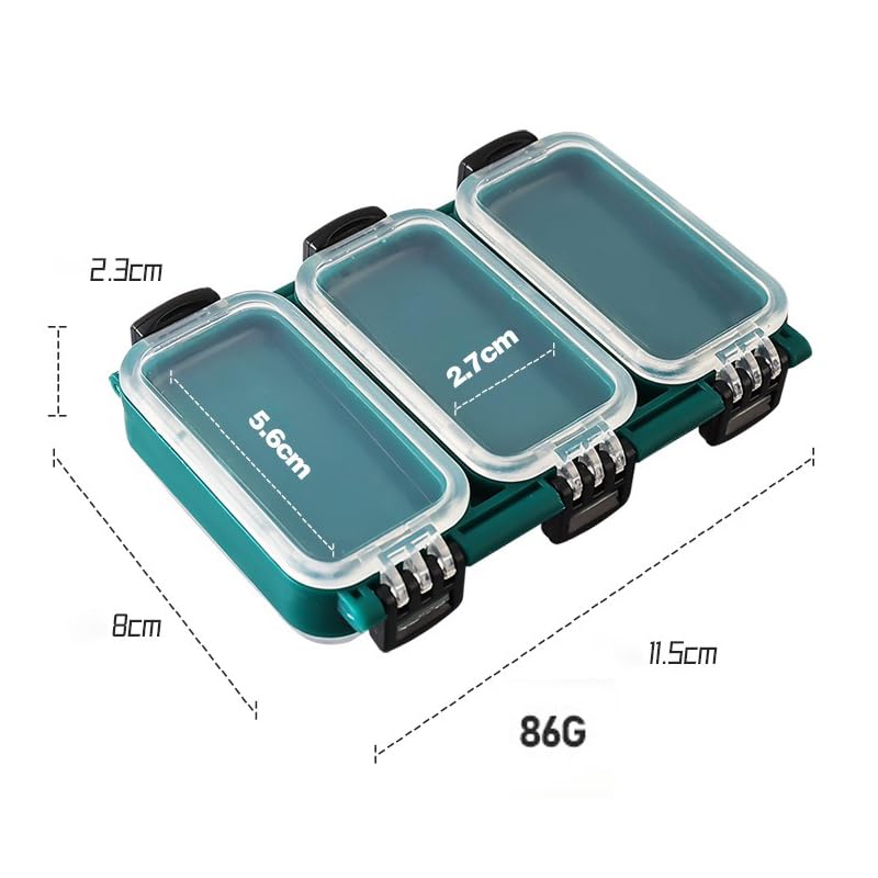 Set de 2 cajas para almacenamiento de accesorios de pesca miniatura 3